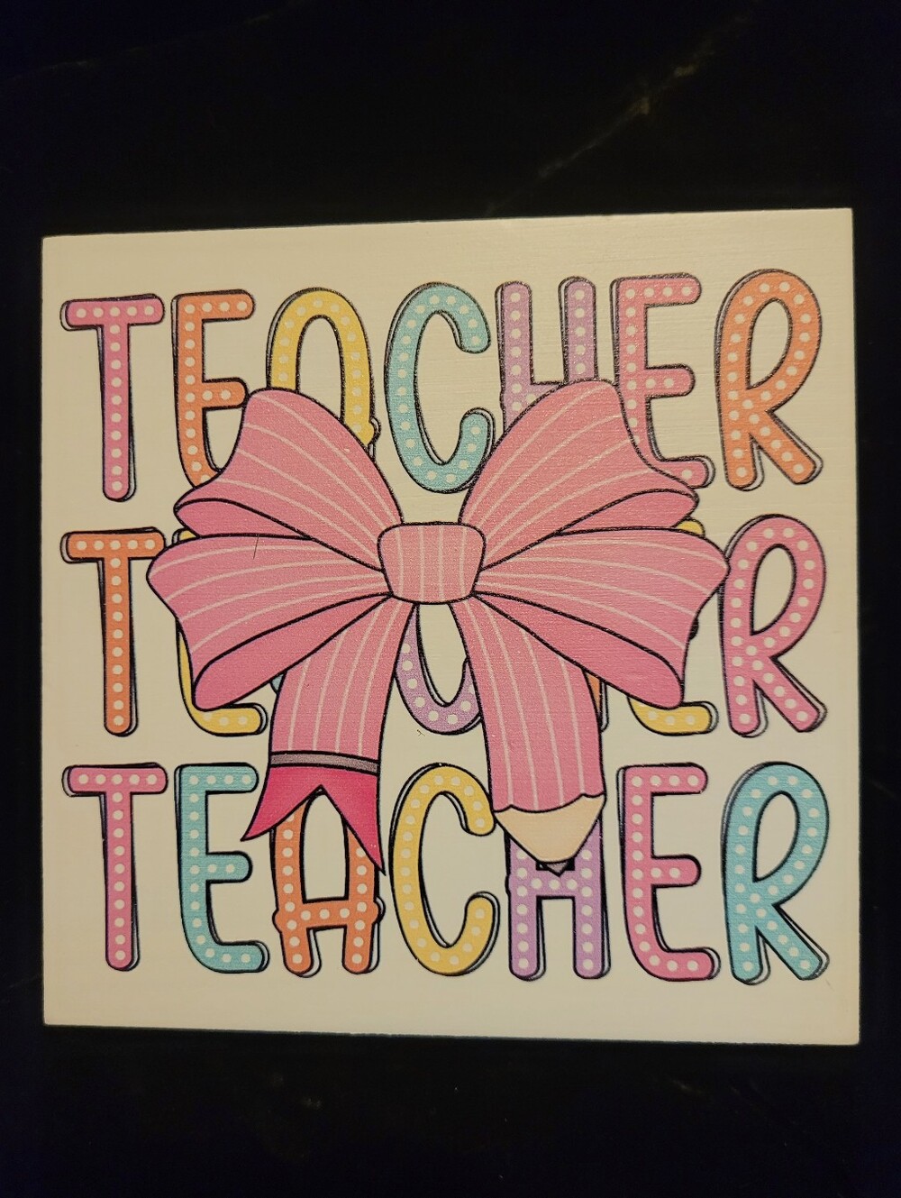 Pink Teacher Bow Wall Art